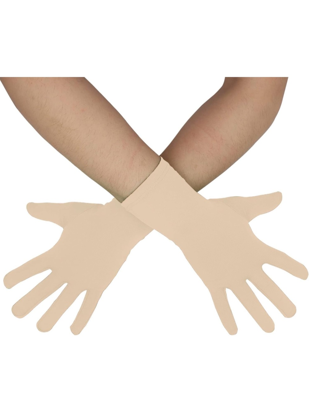 Unisex Nude Stretchy Wrist Length Spandex Banquet Party Costume Wedding Gloves